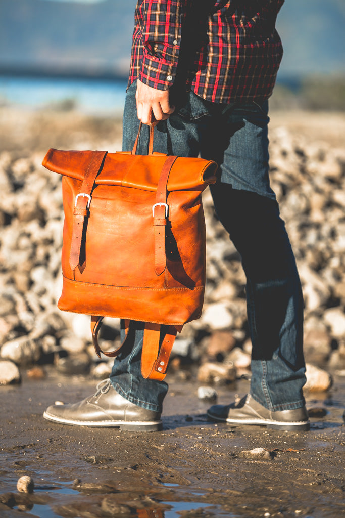 Roll Top Backpack - Black