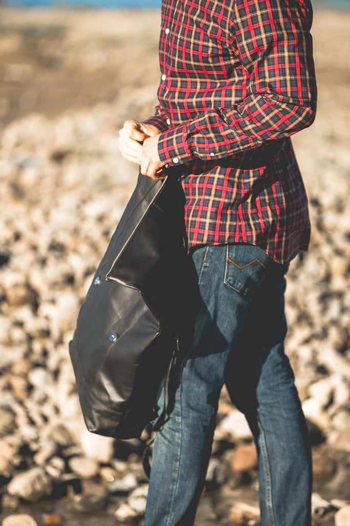 Roll Top Backpack - Black