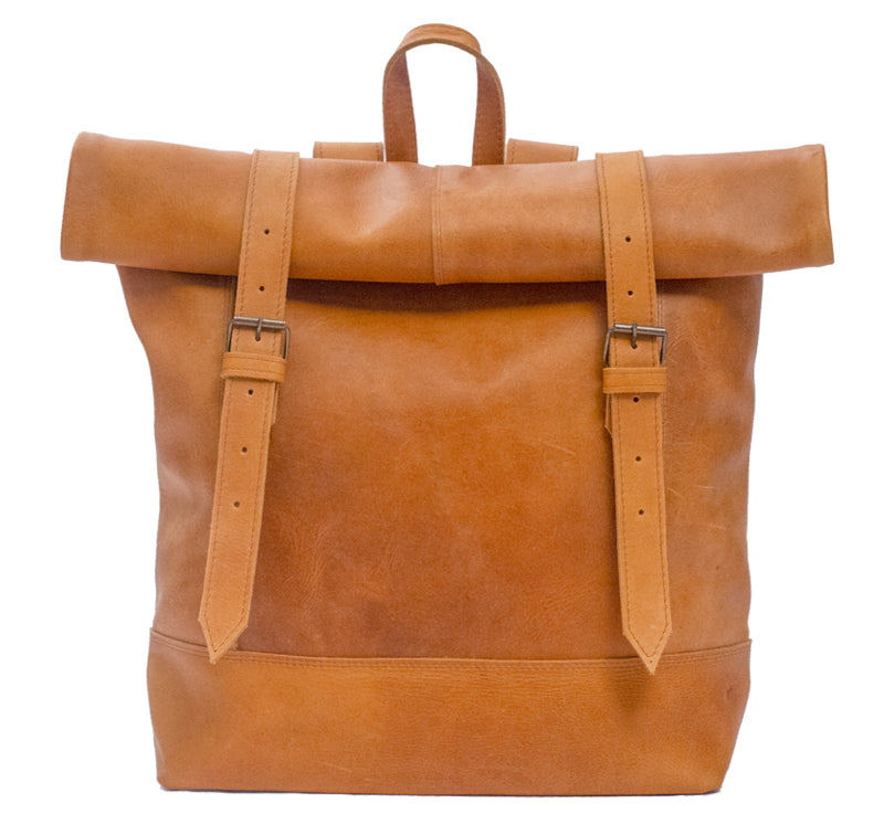 Roll Top Backpack - Tan