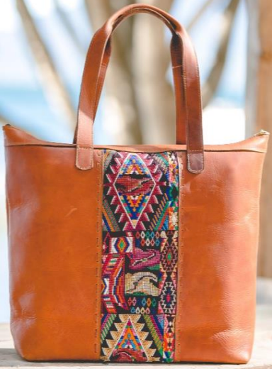 Carolina Tote Bag - Tan and Textile