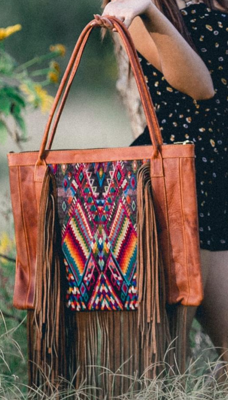 Gypsy Tote Bag - Tan and Textile