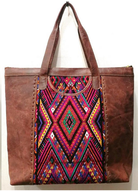 Carolina Tote Bag - Brown and Textile